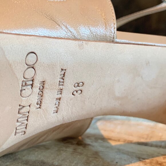 Jimmy Choo Ivory Nude Leather Tulip Platform Pumps - Picture 7 of 10